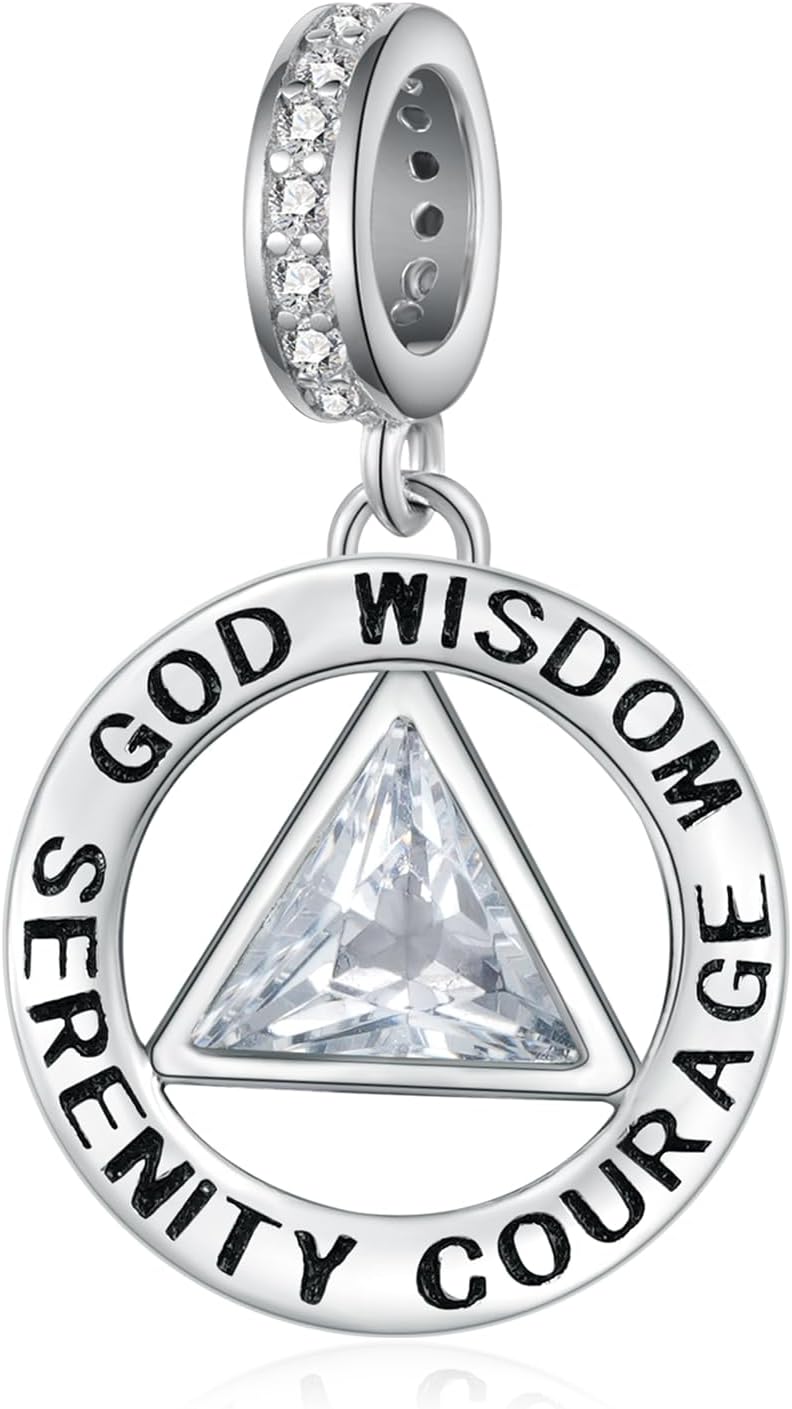 Sobriety Charm 925 Sterling Silver Alcoholics Anonymous Charms for Women Alcoholics Anonymous Sobriety Gifts for Women