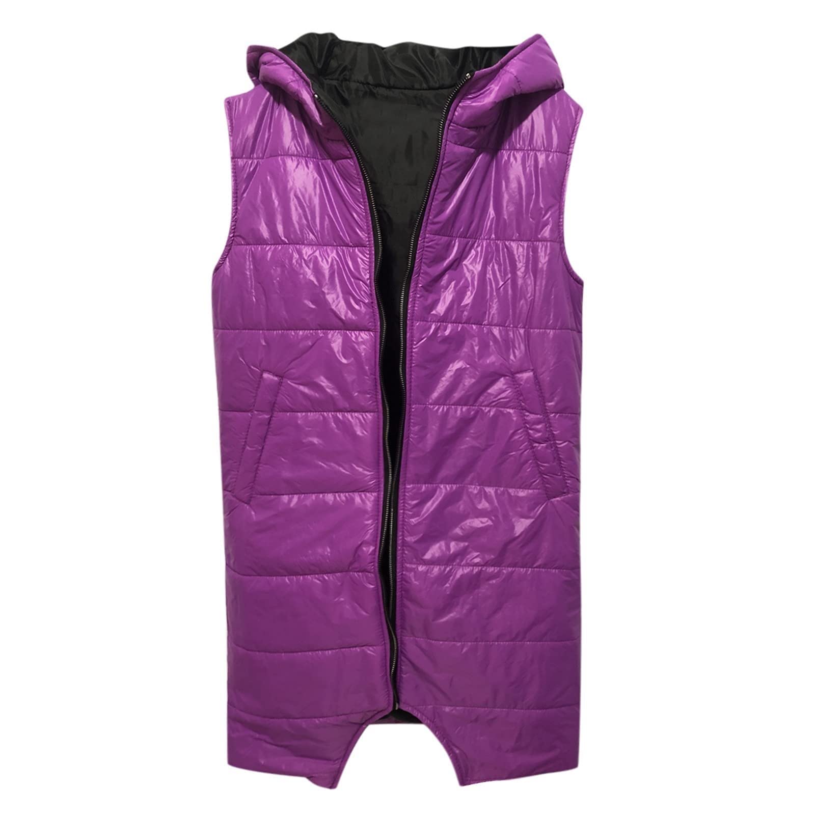 Chaleco De Plumón para Mujer Abrigos Largos Sin Mangas con Capucha, Prendas De Vestir Acolchadas, Chaleco De Plumón, Abrigos De Invierno para Mujer, Chalecos Ajustados De Invierno Chaleco
