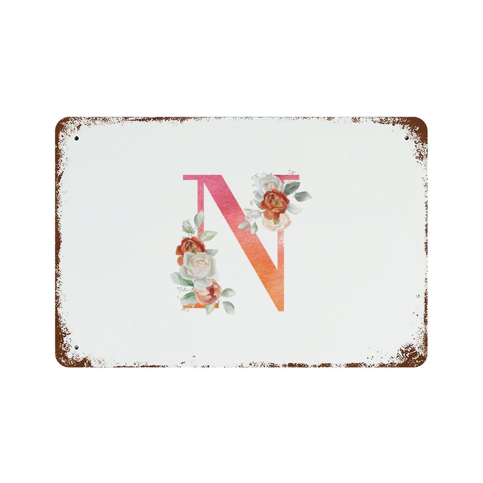 Panneau en métal I Love You monogramme floral comme cadeau vintage idéal pour homme