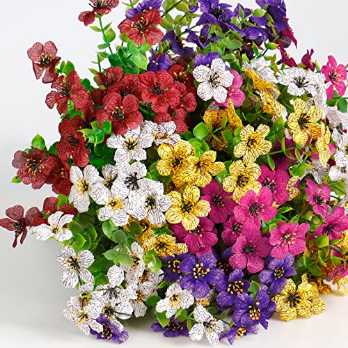10 Bundles Artificial Azalea Flowers Outdoor UV Resistant Fake Flowers Silk Flowers Faux Plastic Plants Garden Porch Window Box Pot Decorations Spring Summer Home Decor (Mixed Colo image 2