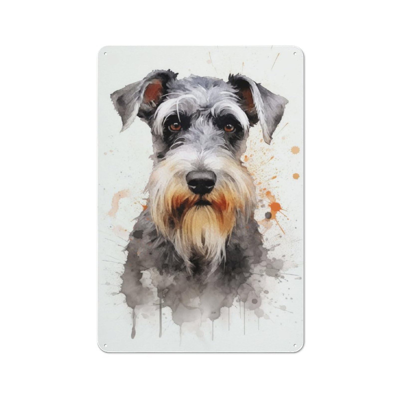 Junmoney Schnauzer Watercolor Dog Vintage-Inspired Tin Sign 30X20cm For Café Or Restaurant, For Cooler-Month Interiors With Vintage Character