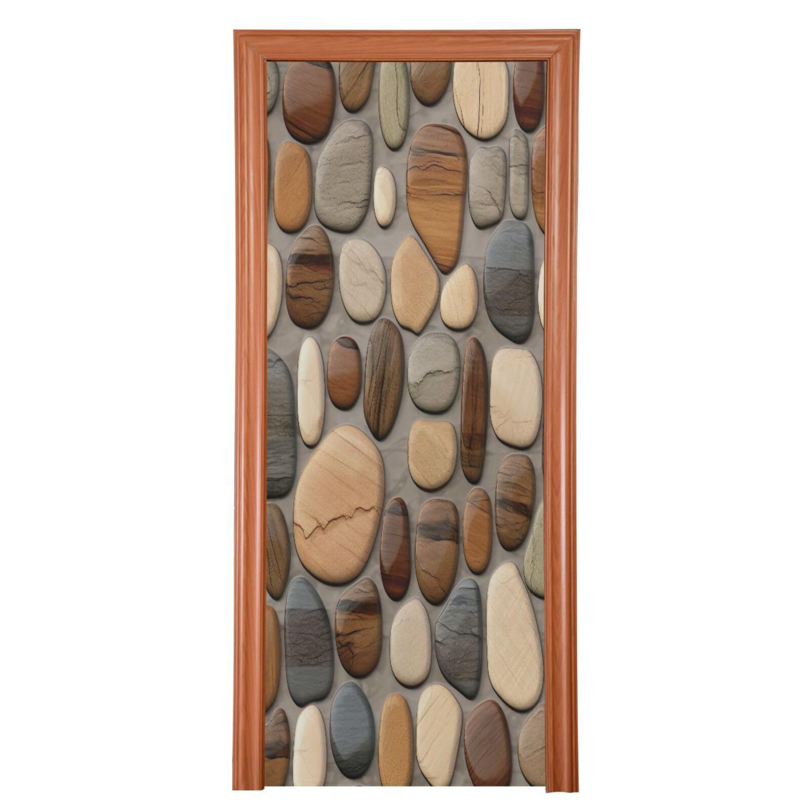 FLildon Beautiful Pebble Stones Door Cover Decoration, Party Accessory Porch Decor for Festive Ornament Room Door Covers 35 x 79 Inch