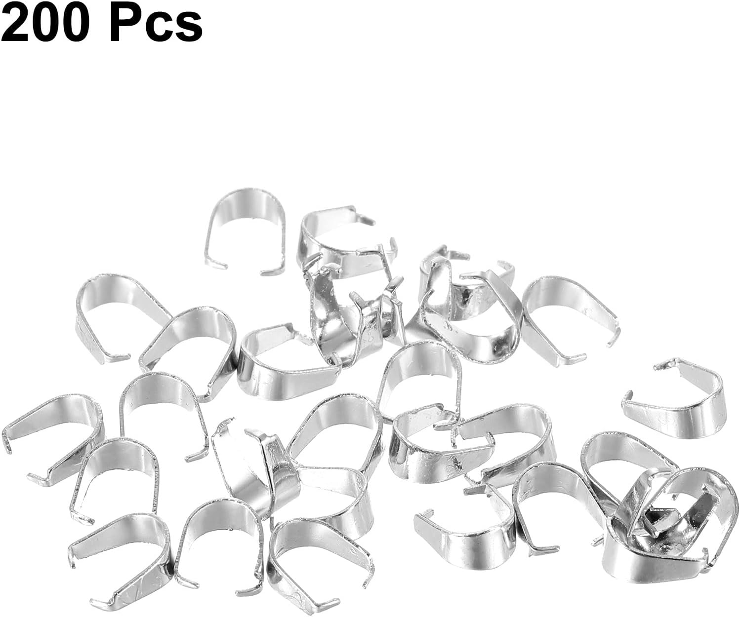 uxcell 200Pcs Pinch Clip Clasp, 4 x 9mm Pinch Clip Pendant Bail Connector Stainless Steel Pinch Bail for Pendants Jewelry Making DIY Craft, Steel Color - Image 3