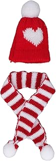 SPYMINNPOO Miniature Hat Scarf, Dollhouse Hat Scarf Simulation Cute Wool Knitted Mini Doll Hat Scarf for 112 Dollhouse Red White Portableelectronicdevicemount Simulation Furniture