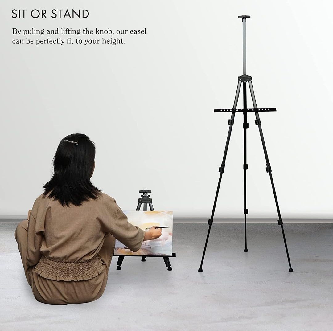 VRB DecTM Wooden Foldable/Adjustable Easel Stand for displaying Great Artwork Sketch,Art Painting,Canvas,Business, Display, Artist Students (5 FT Metal Foldable Stand - 1 Pcs) 4