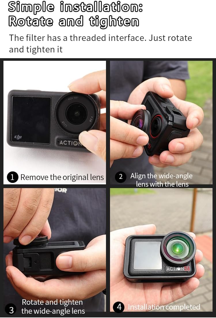 Filter Set Compatible with DJI 4/5 Pro Action Camera, 185° Ultra - Wide Angle Vision & Light - Enhancing Filters, Professional Photography Accessories for Action Cameras (Advanced Seven-Piece Set)