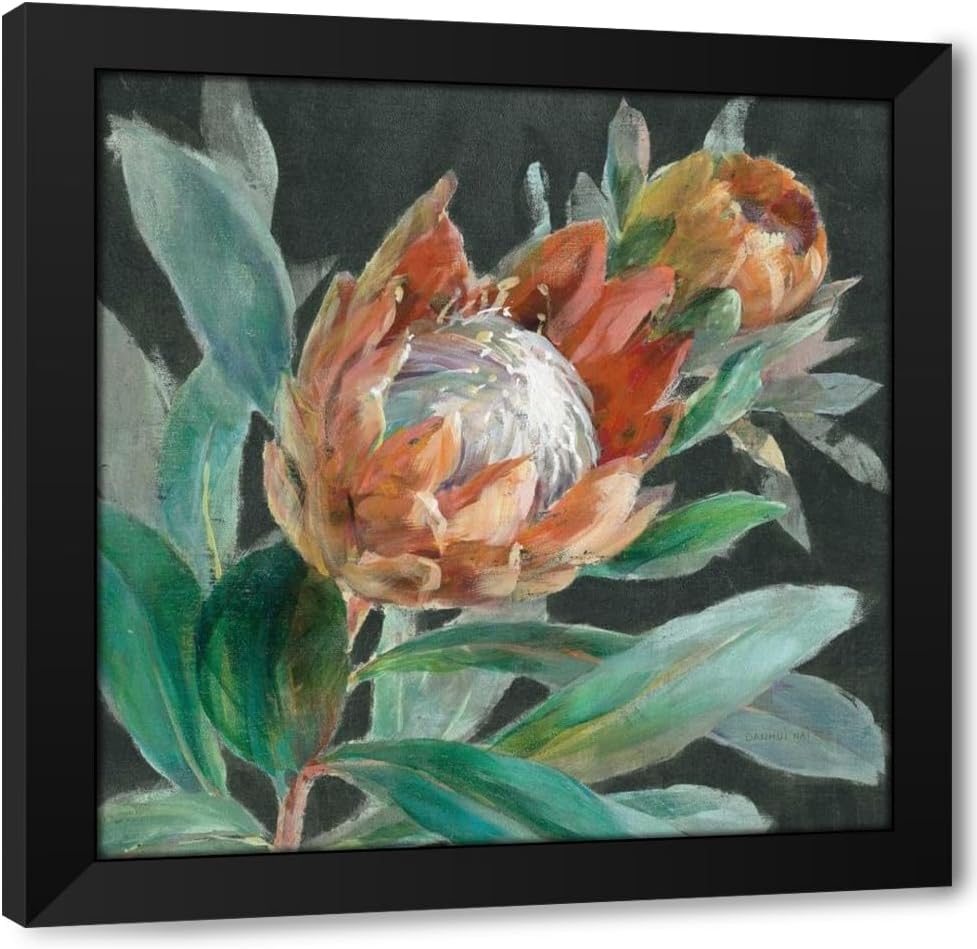 ArtDirect Deep Tropical Protea Crop Custom Framed Art Print Giclee Print or Canvas Options with Various Sizes and Customization by Nai, Danhui