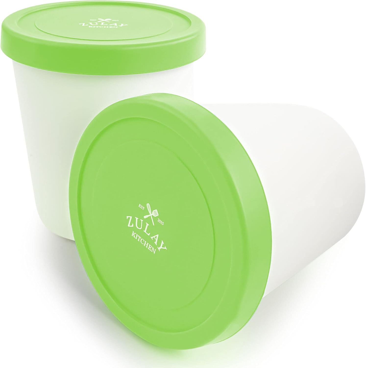 Zulay [2 Pack 1 Quart Each] Large Ice Cream Containers