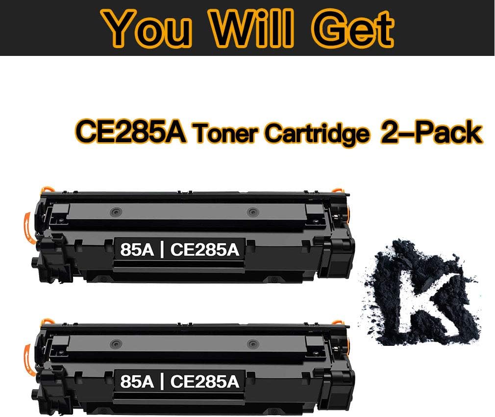Compatible 2-Pack 85A Printer Toner Cartridge CE285A Used for HP Laserjet Pro MFP P1102w M1212nf M1217nfw M1219nf P1109w M1132 M1138 M1139 (Black), Sold