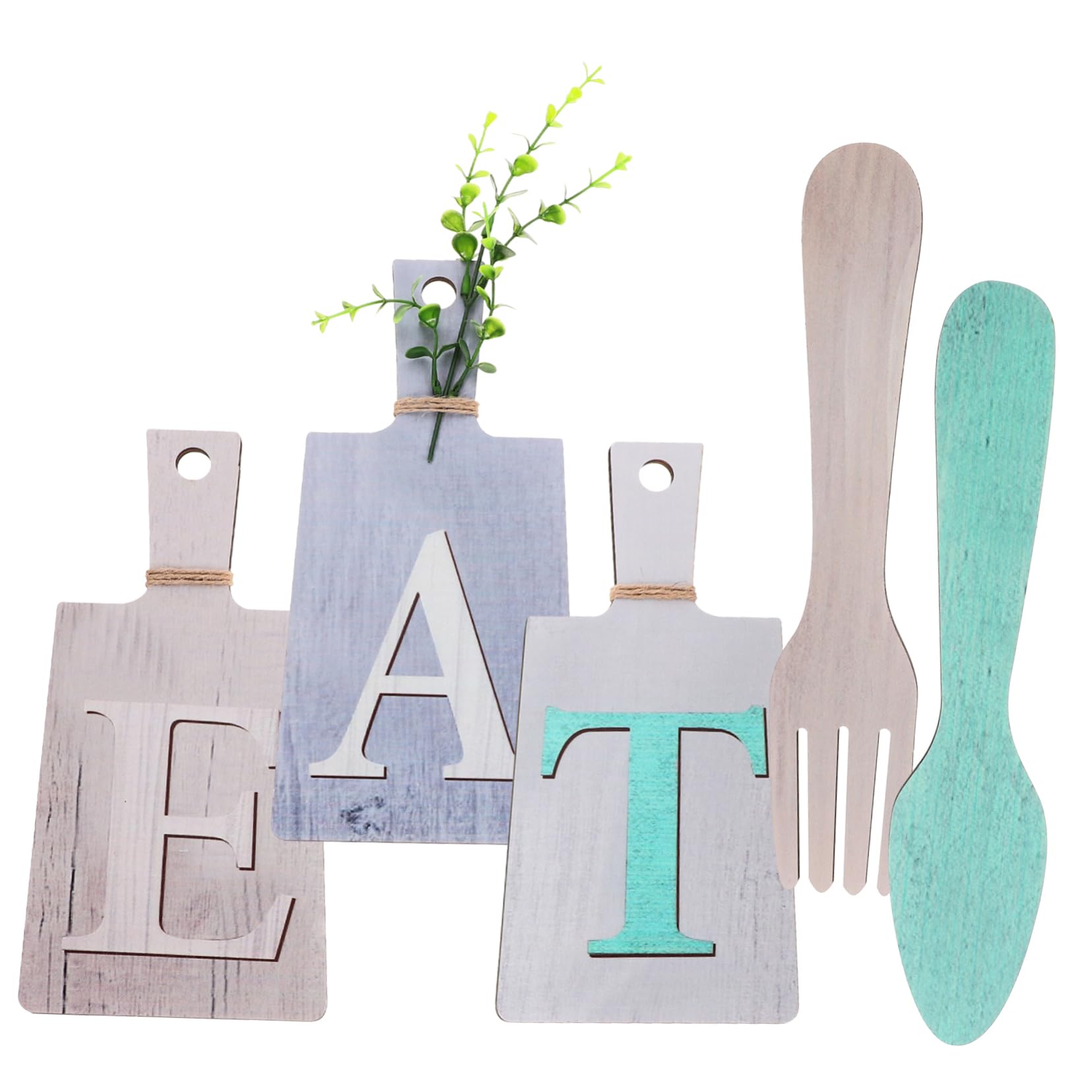Decoración de cocina boho con letrero de madera de cubiertos para pared de comedor acogedor
