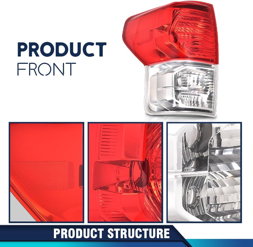 PIT66 Left Driver Side Tail Light Compatible with Toyota Tundra 2007-2013 TO2800183 TO2801183 Rear Tail Lamp Lights Assembly