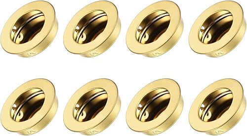 METALLIXITY Tirador de dedo para puerta de armario (1.38 pulgadas), 8 unidades, tiradores circulares de acero inoxidable para puerta corrediza de