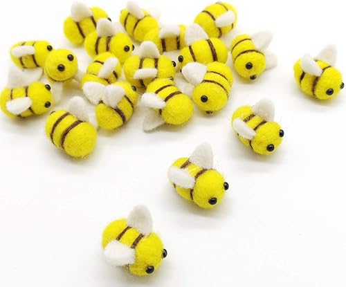 Miniatura 4 de TIHOOD 20 bolas de fieltro de lana para manualidades de abeja, suministros para baby shower, revelación de género, fiesta, guardería, tienda de