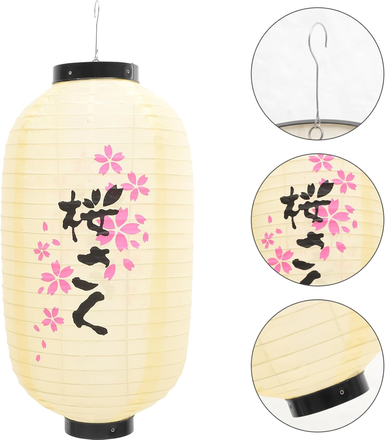 SOLUSTRE Traditional Cherry Blossom Japanese Lantern Waterproof Indoor Outdoor Hanging Decor for Festival Theme Birthday Party Home Yard Japanese Eateries Beige Silk Cloth Hanging Lantern Lamp Decor