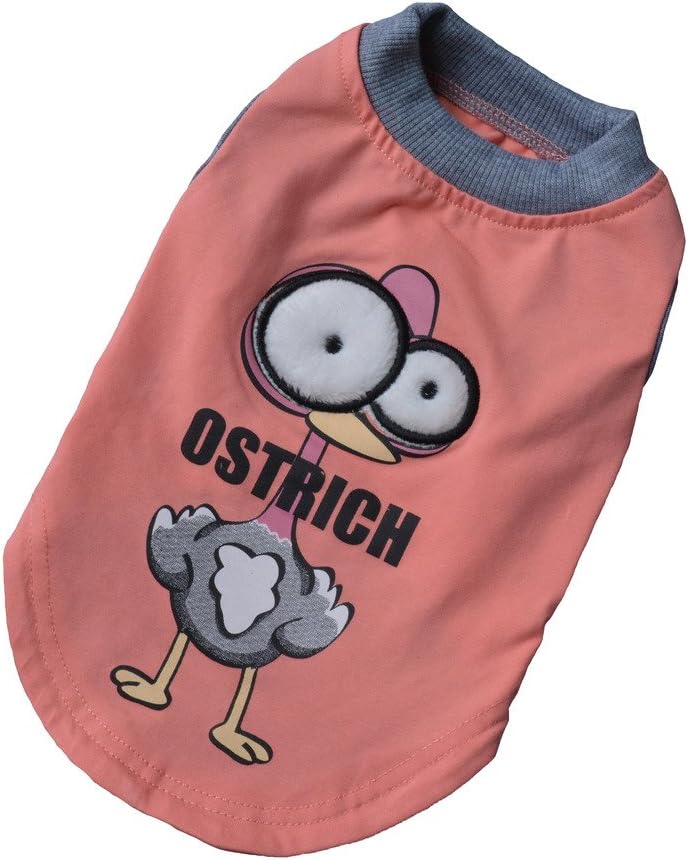 Small Dog Shirts Pet Clothes Summer Puppy Tee Shirts 100% Cotton Cartoon Style, Pink Size L