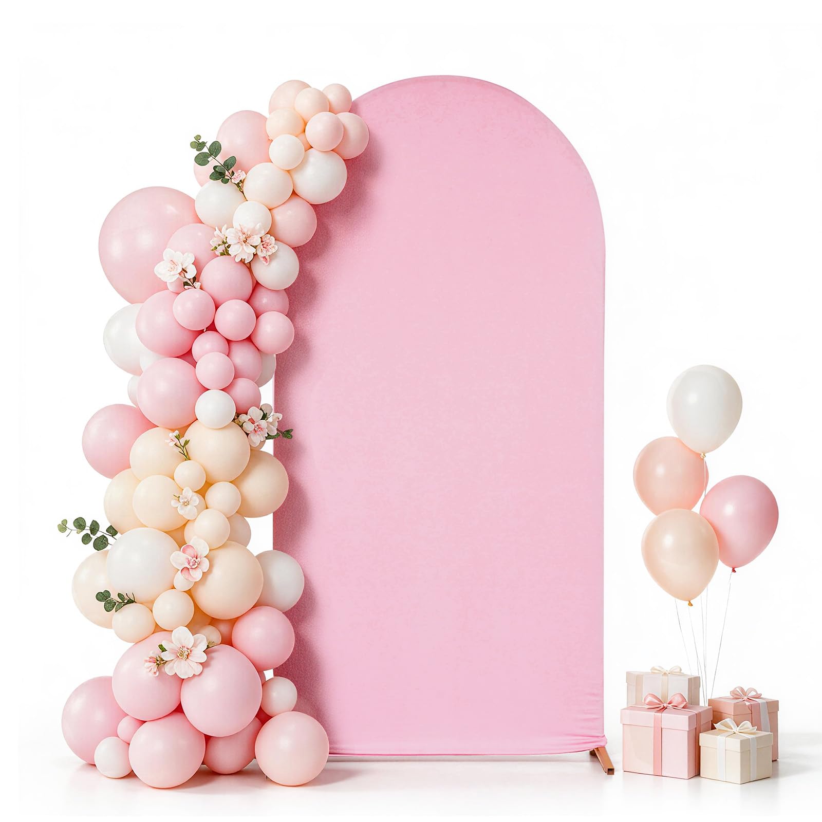 Eternal Beauty Arch Back Drop Cover, Spandex Fitted Wedding Stand Backdrop for Birthday Party Ceremony Banquet Decoration（7.2 Ft Pink）