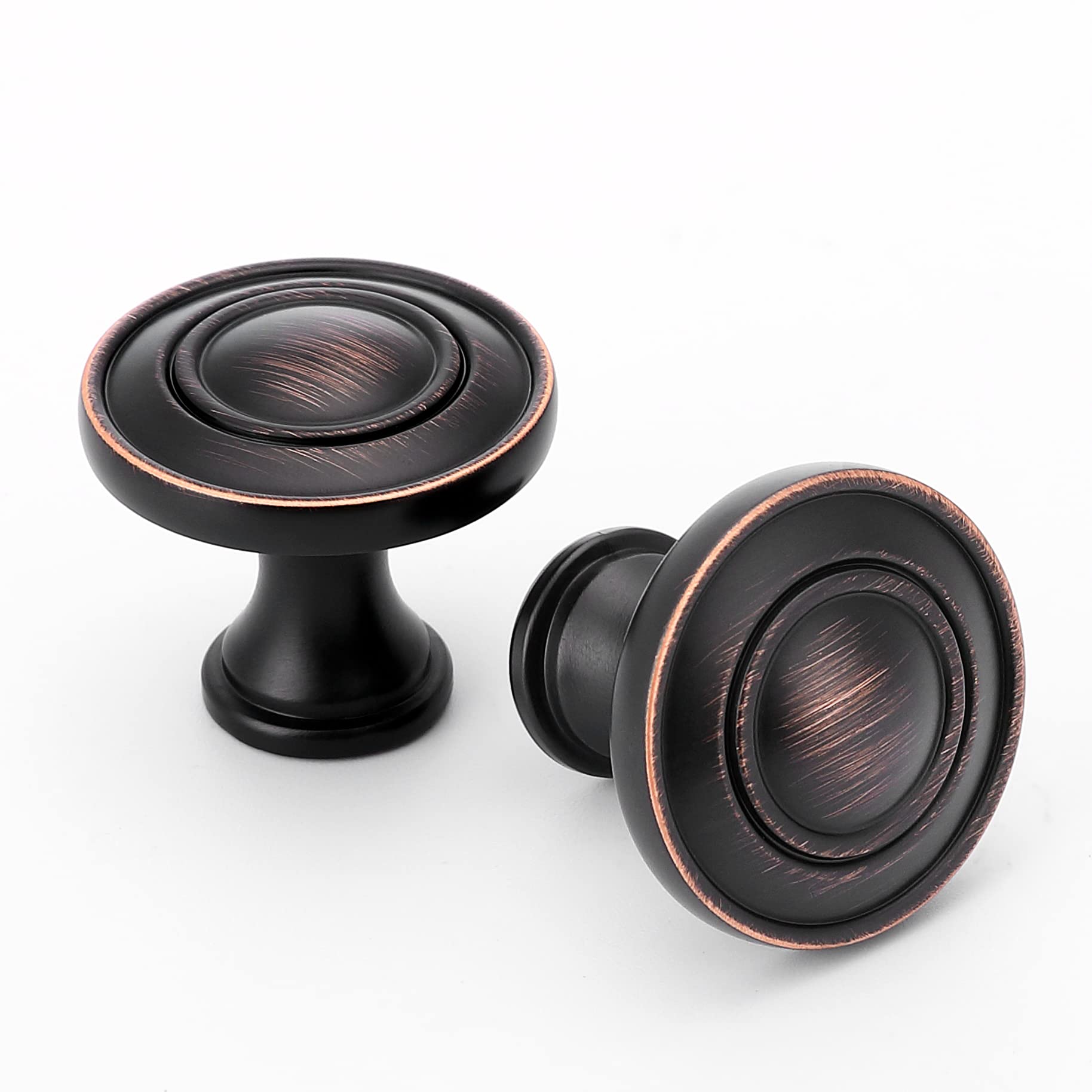 Pomos redondos para puerta – Paquete de 20 pomos de gabinete de bronce aceitado, pomos clásicos para puerta de gabinete de cocina, cajón de baño, tiradores de armario de dormitorio