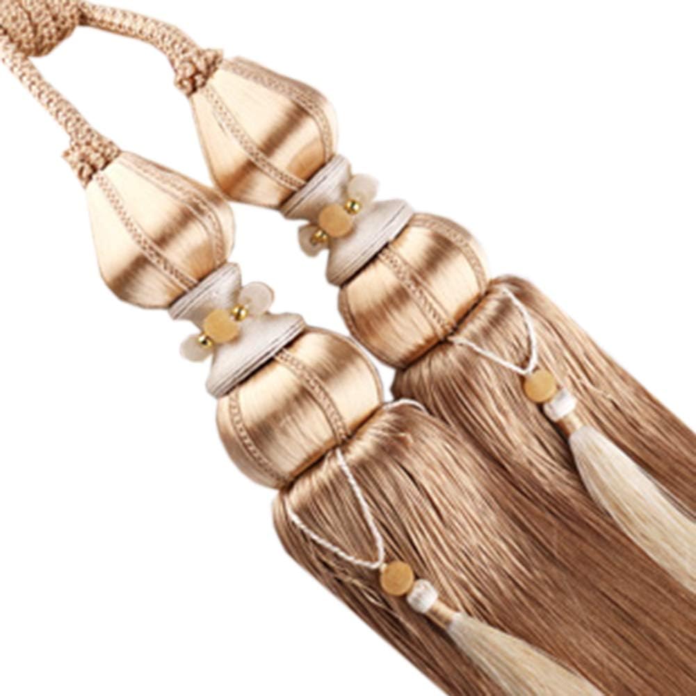 One Pair European Style Double Balls Curtain Hanging Rope Bandage Bedroom Livingroom Curtain Tassels Curtain Buckle Decoration (Purple)