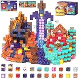 Playtigo 154PCS Magnetic Blocks Mine Magnet World Block Cubes Toy with Magnet Board for Kids Ages 4-8, Magnetic Tiles Kids Sensory Birthday Gifts Game Toys for Boys & Girls Ages 3+