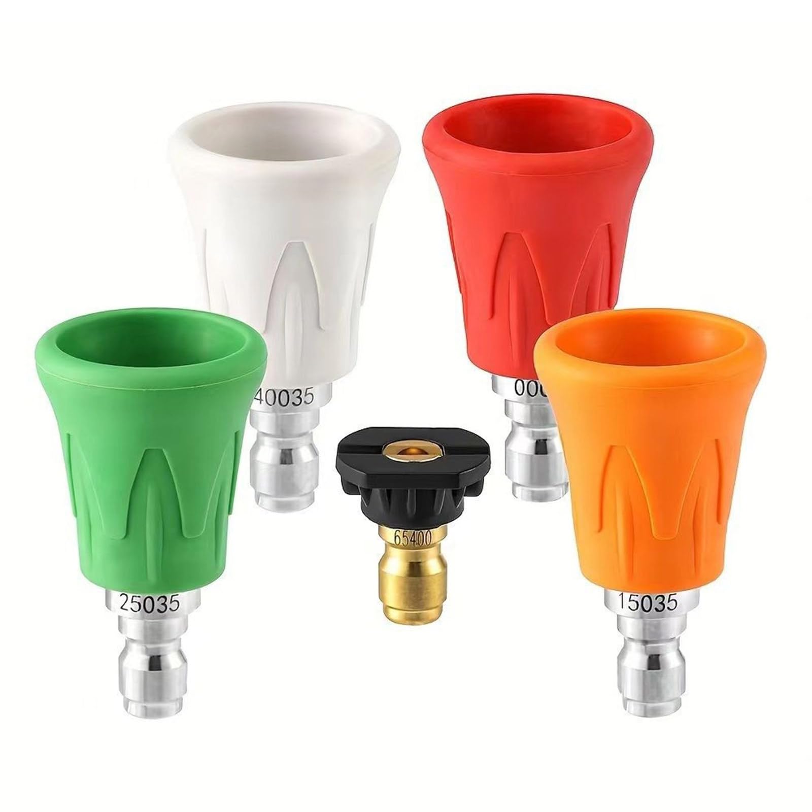 Tsophreniq 5 Piece Set Sprayer Nozzles For Pressure Washers 1 / 4Inch Quick Connection Adapter Resistant Multiple Pattern Option Pressure Washer Nozzle Tips