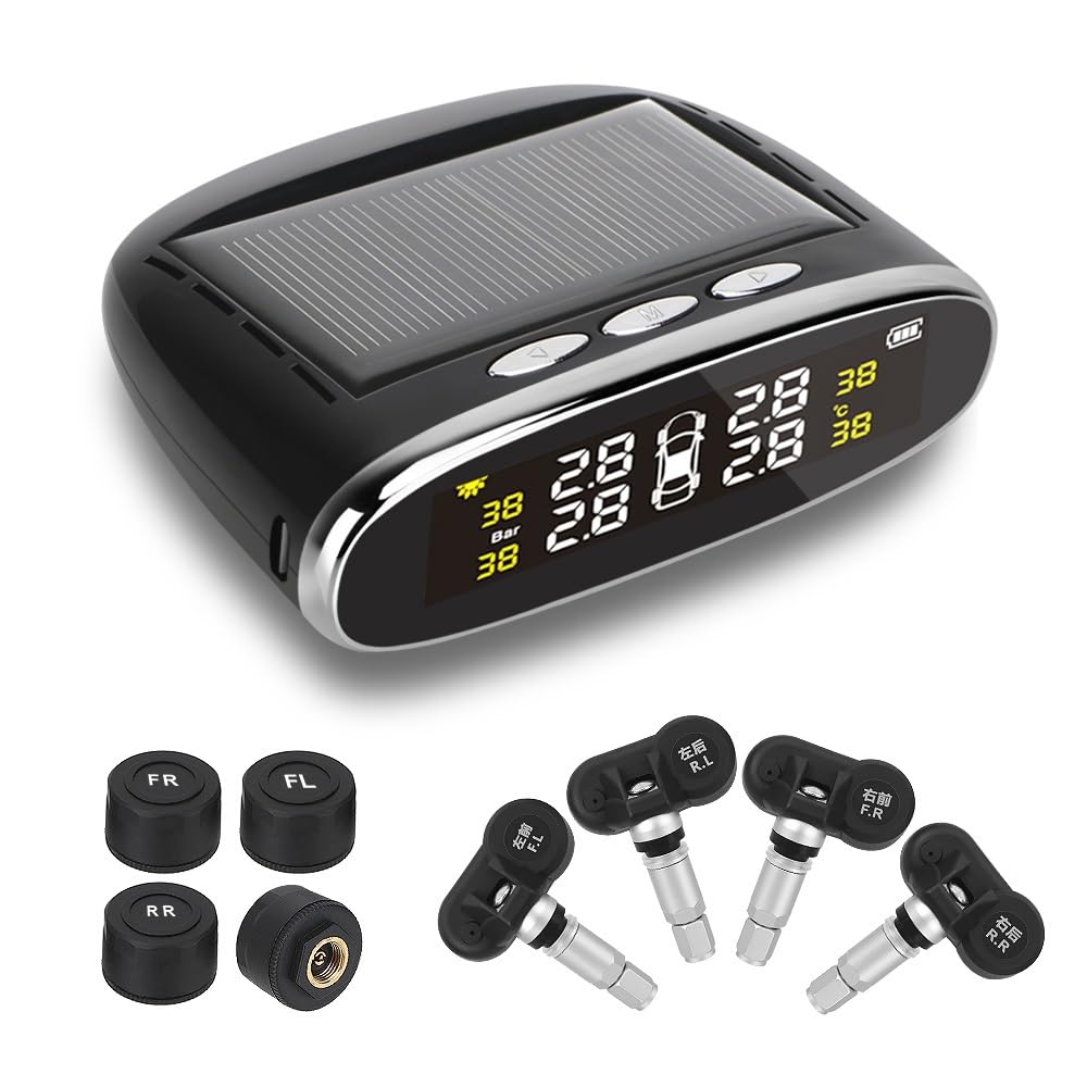 Tpms Sensori di pressione dei pneumatici for auto solari Sistema di monitoraggio Tester for pneumatici Strumenti diagnostici Kit di allarme Accessori automobilistici digitali Pressione Pneumatici(Inte