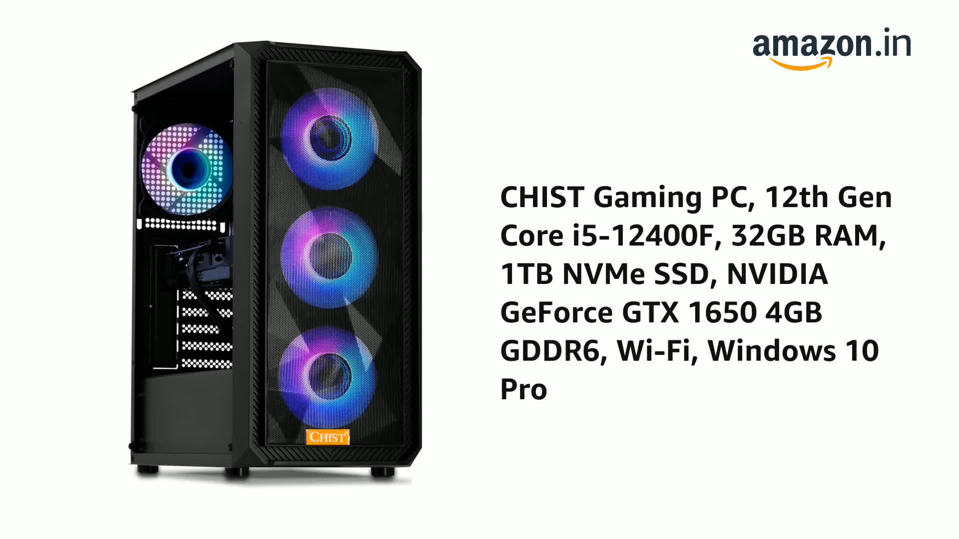 デスクトップPC i5-12400f DDR4 32GB CHIST Gaming PC, 12th Gen Core i5-12400F, 32GB RAM, 512GB NVMe SSD