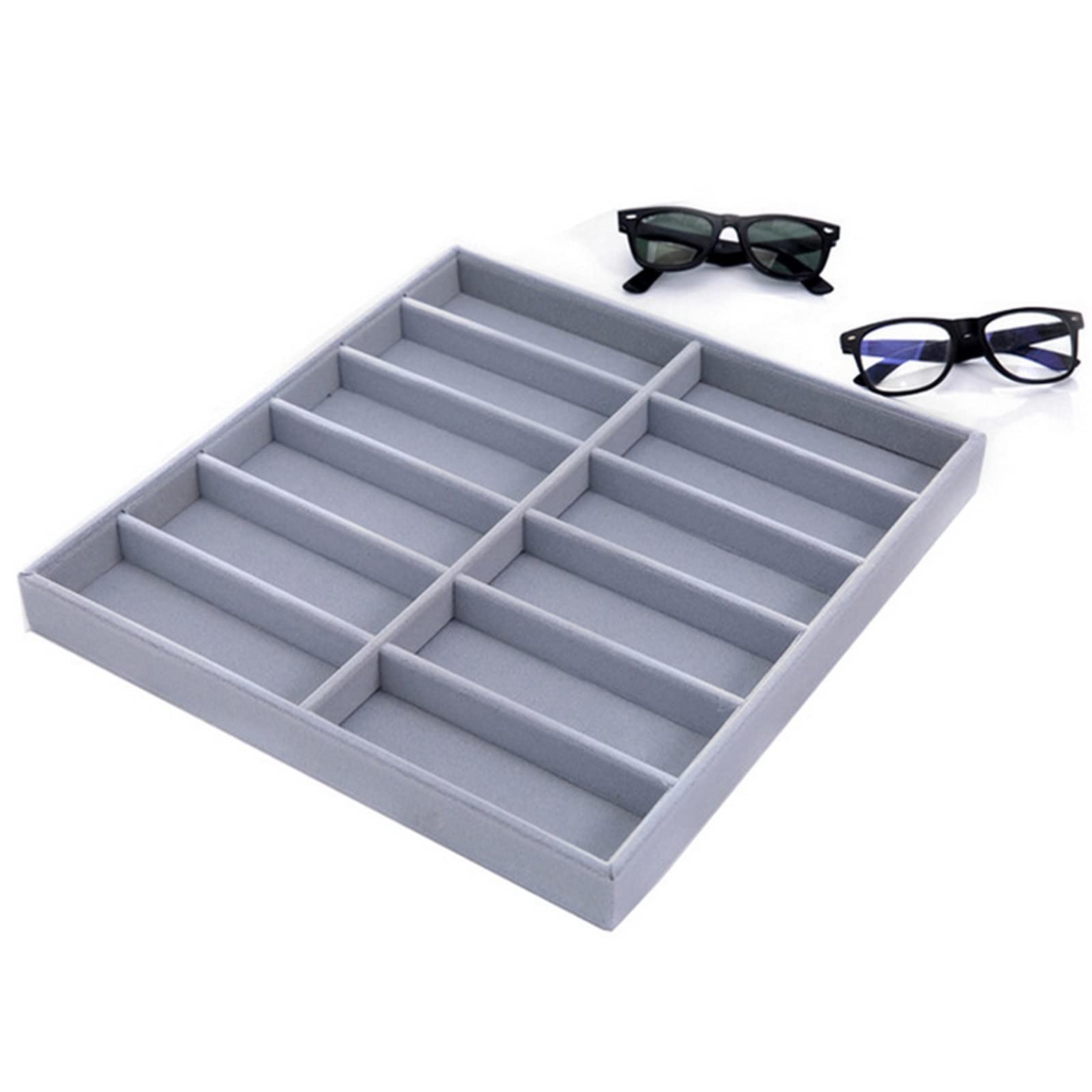 UNNS Soporte para Anteojos Gris 12 cuadrícula Gafas de Sol de Pantalla Caja de exhibición Gafas de exhibición Soporte Soporte Props Joyas Caja de Almacenamiento Caja de Moda Exhibición de Gafas