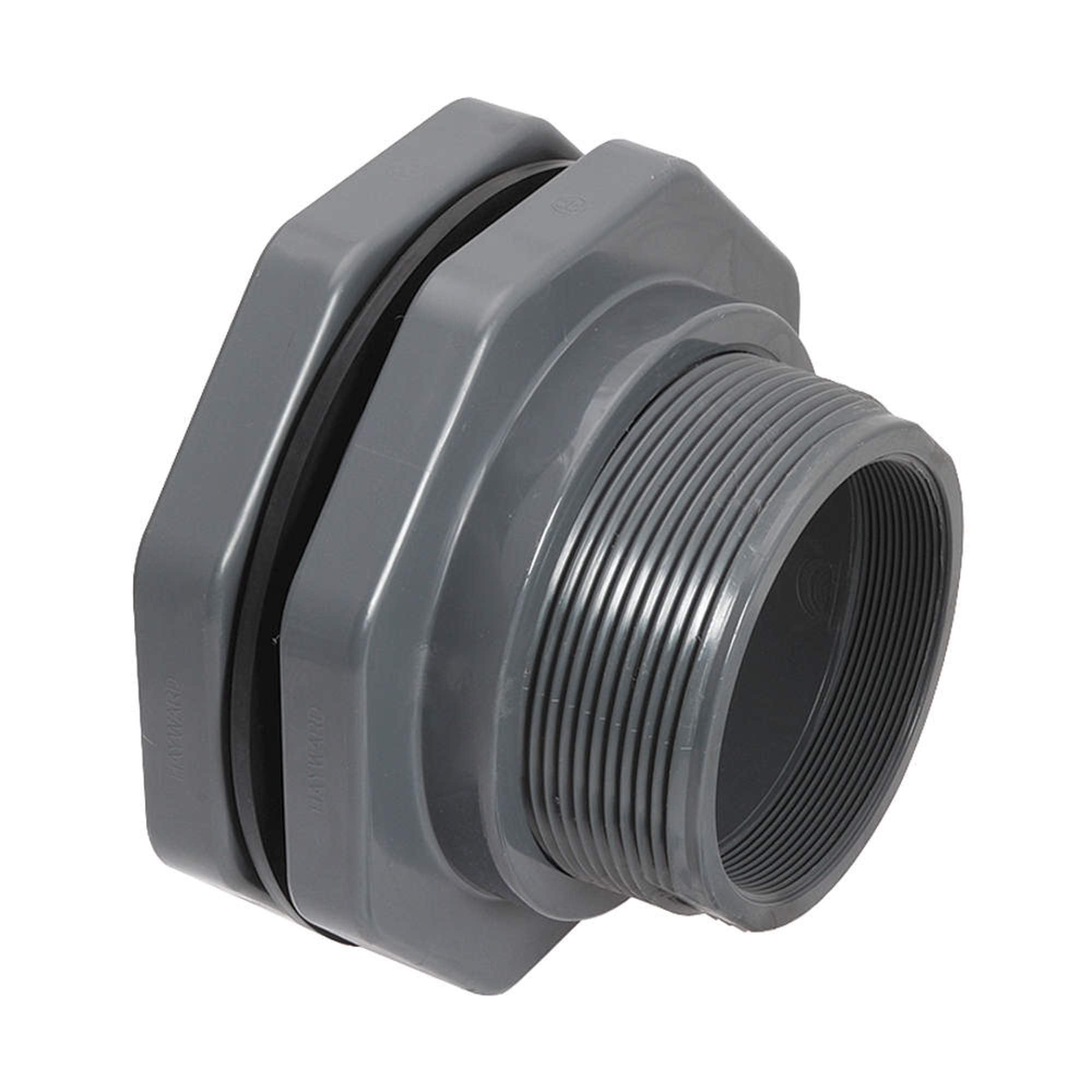 Hayward BFA1020TES 2-Inch Gray PVC Thread by Thread BFA Series Bulkhead Fitting with EPDM Standard Flange Gasket