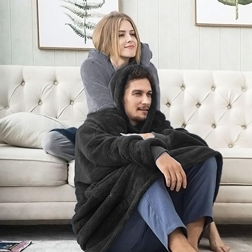 Voarge Sudadera con capucha y mangas, manta con capucha, manta de techo, manta portátil, como regalo para mujeres y mujeres