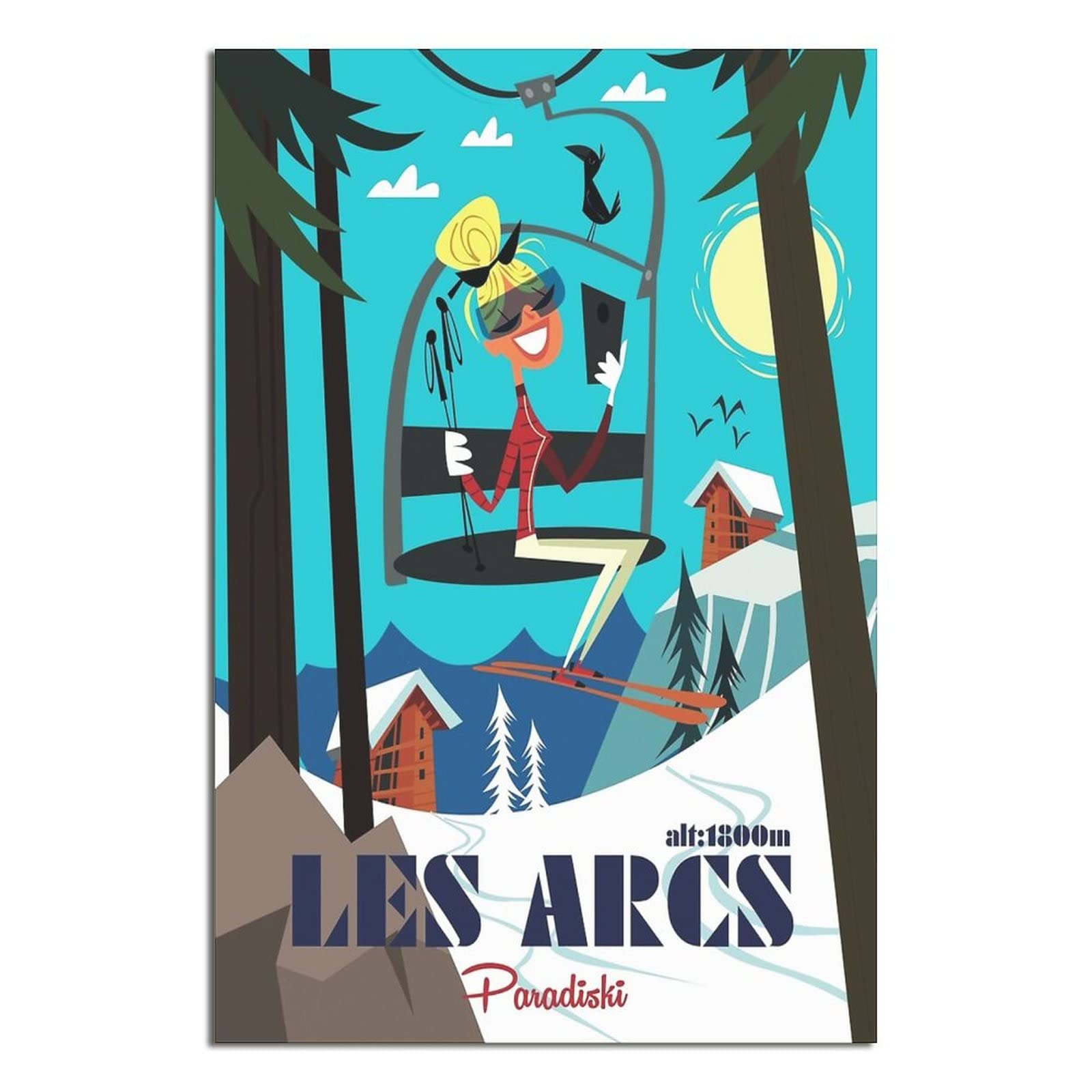 Les Arc Ski Savoie Vintage Travel Poster Canvas Art Wall Decor Poster Picture Print Painting Posters Gift 12x18inchs(30x45cm)