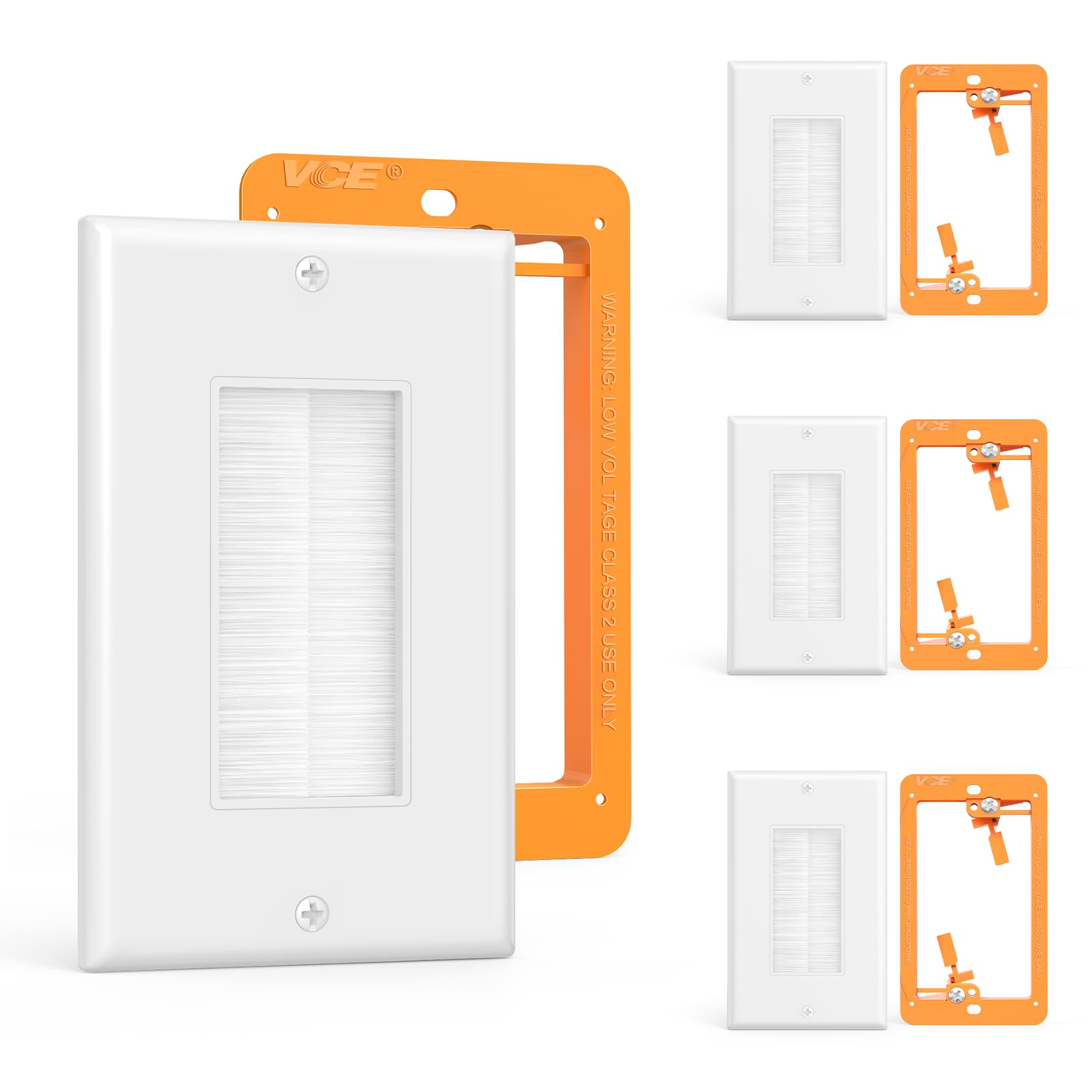VCE Brush Wall Plate Cable Pass Through with Bracket, White, 2-Pack — Amazon image 10