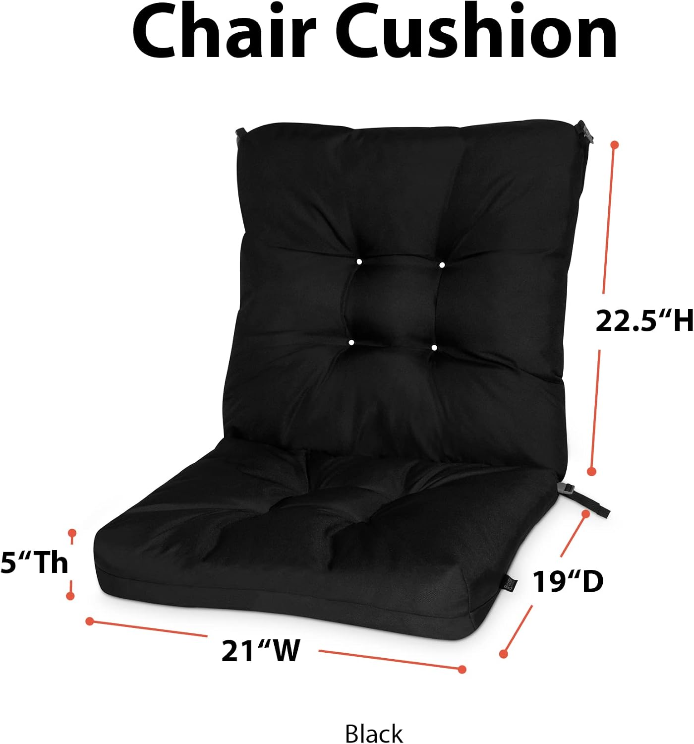 Classic Accessories Patio Chair Cushion, Black Ink, Stripe, 21”W x 19”D (seat) x 22.5”H (Back)