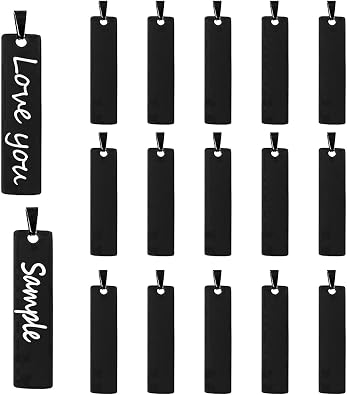 18 Pack Engravable Metal Pendant Charm Blank Rectangle Stamping Tag Laser Engraving Stainless Steel for DIY Jewelry Making Necklace Earring