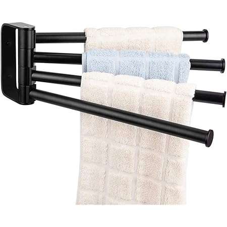 Amazon Co Jp Kiload タオル掛け タオルハンガー バスタオル タオルバー スイングアーム 壁掛け 省スペース おしゃれ 洗面所 トイ レ 4本 ブラック ホーム キッチン