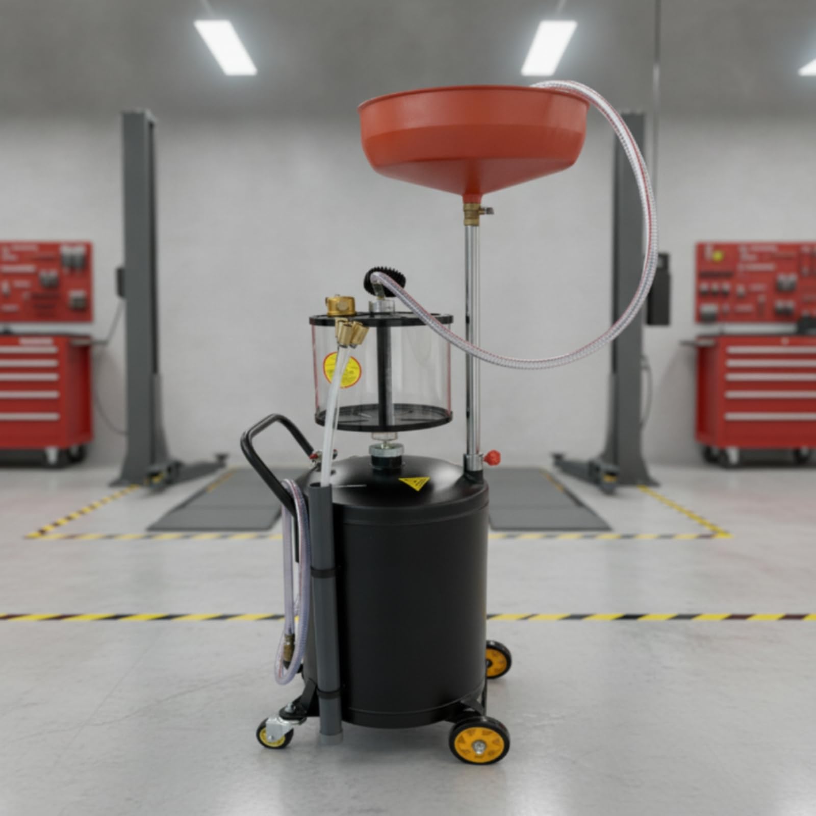 predolo Aspiratore Olio con Camera di Misura Carrellato Aspiratore di Olio con Tubo Regolabile in Altezza Attrezzatura per Officina Meccanica, Garage