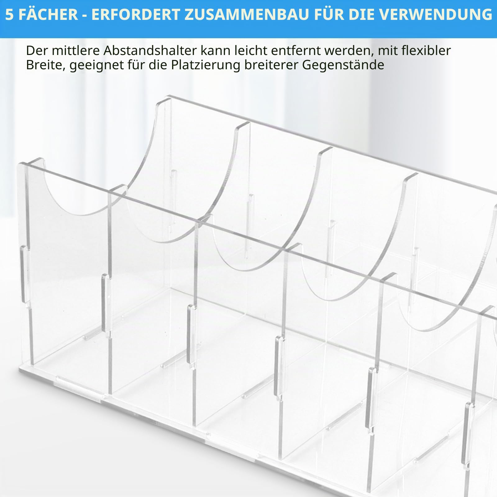 Gürtel Aufbewahrung, 5 Fächer Acryl Gürtel Organizer, Transparente Vitrine | Gürtelhalter für Herren, Transparente Box für Accessoires, Krawatten, Uhren, Schmuck, Schrank, Schublade und Display