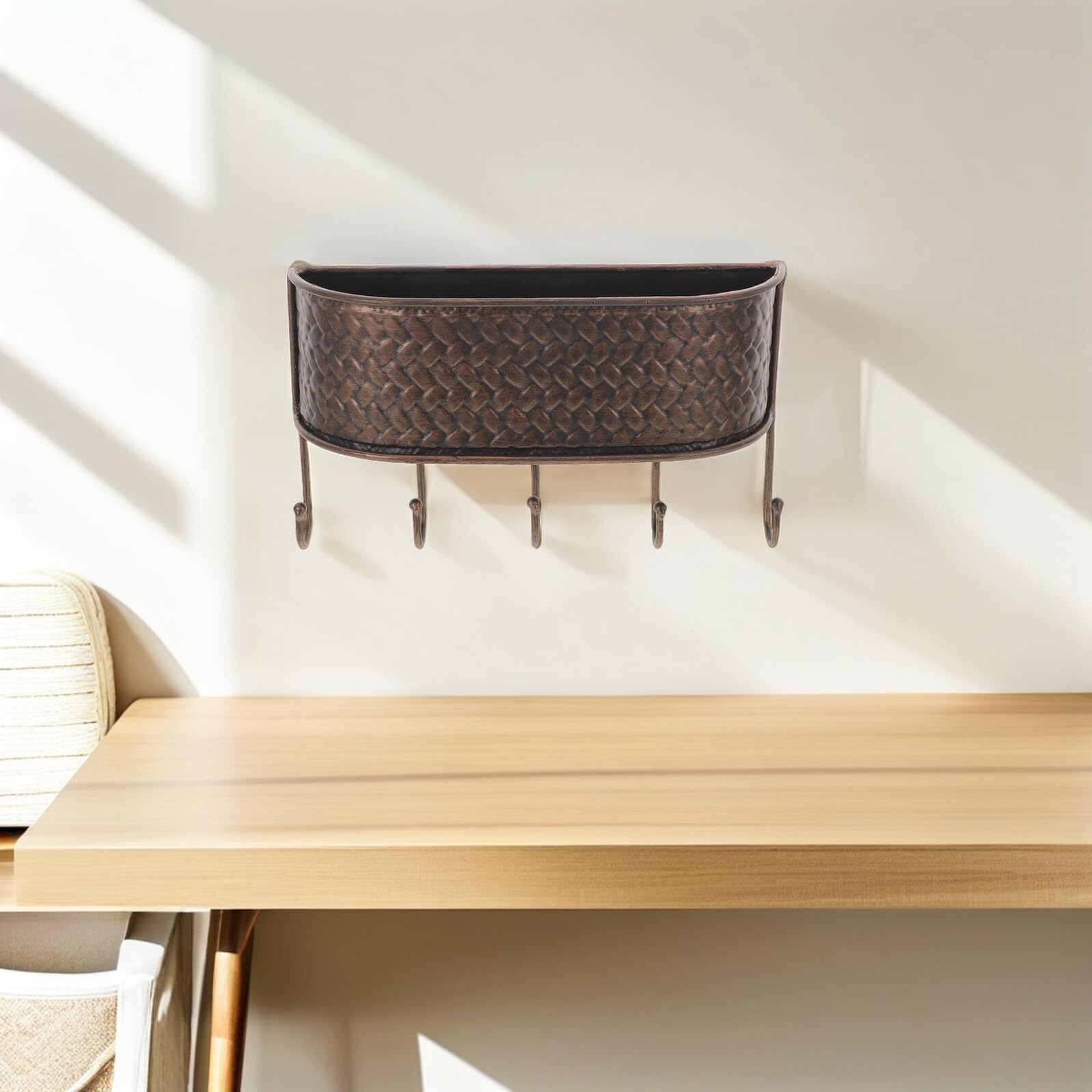 SHINEOFI Briefablage für Wand aus Schmiedeeisen mit Schlüsselhaken Vintage-wandbriefkästen für Briefe und Schlüssel Wandhaken für Garage oder Zuhause