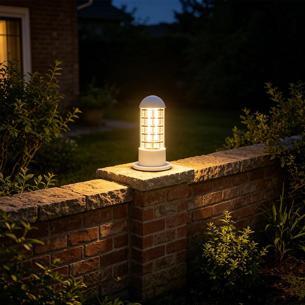 Luci palo Lampada esterno E27 Piazza Recinzione Colonna Piedistallo Lampione da giardino Luce Cancello Paletto Luce pilastro retrò Alluminio Impermeabile Patio terra lampioncino per vialetti (C)