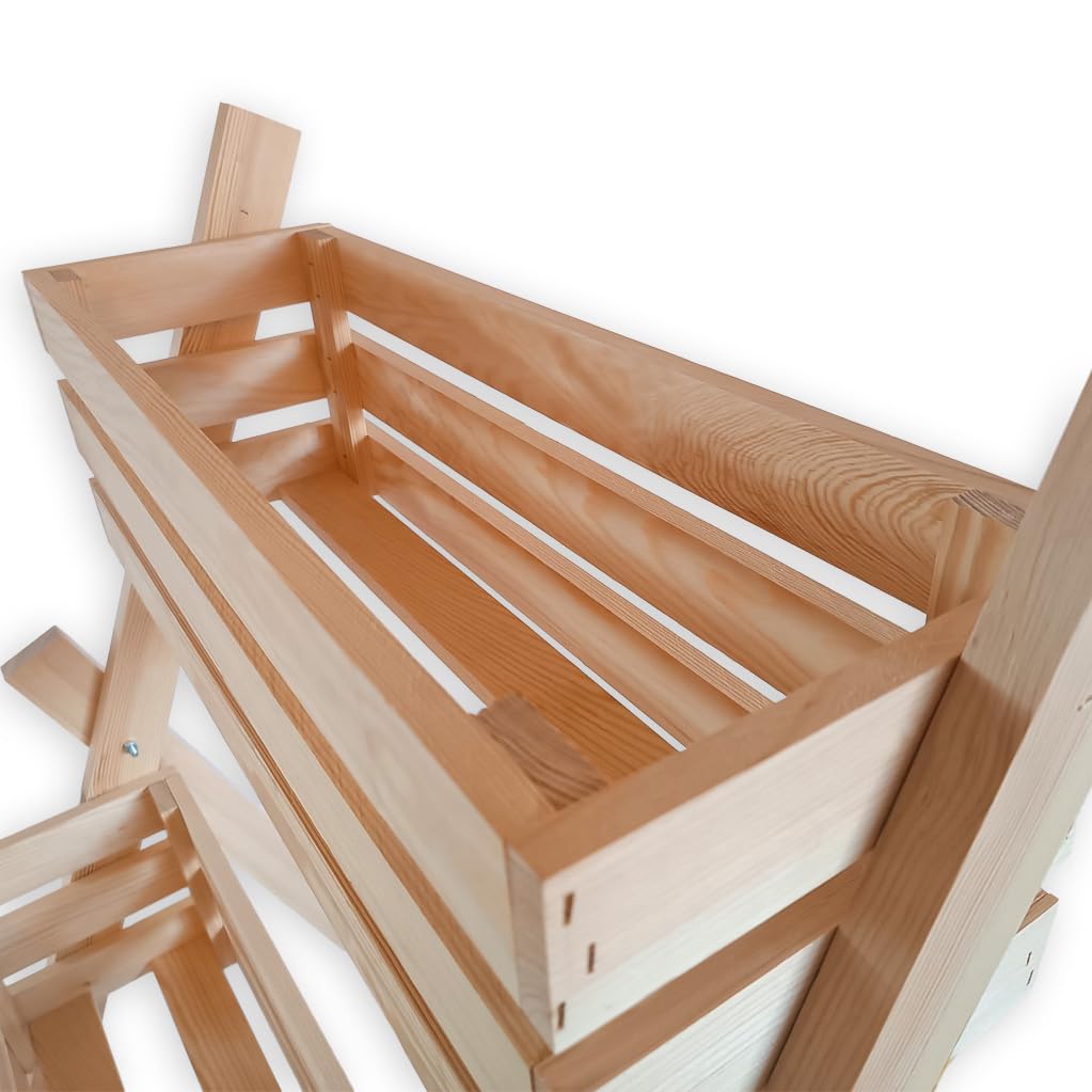 MG Design Support Plantes en Bois 80 x 130 cm – étagère à Plantes 3 Niveaux, adapté pour bac 60 cm, pour Fleurs, Herbes et légumes, jardinière Verticale pour Jardin et terrasse