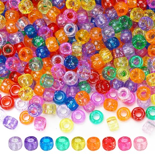 IOOLEEM Glitter Pony Beads 1200pcs Beads for Bracelets Making & Hair braiding Kandi Friendship Bracelets & Jewelry Making.
