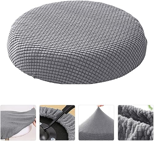 Miniatura 2 de BESPORTBLE Fundas para taburetes de bar, fundas de cojín para taburetes, fundas redondas lavables para sillas de 14 a 17 pulgadas (gris)
