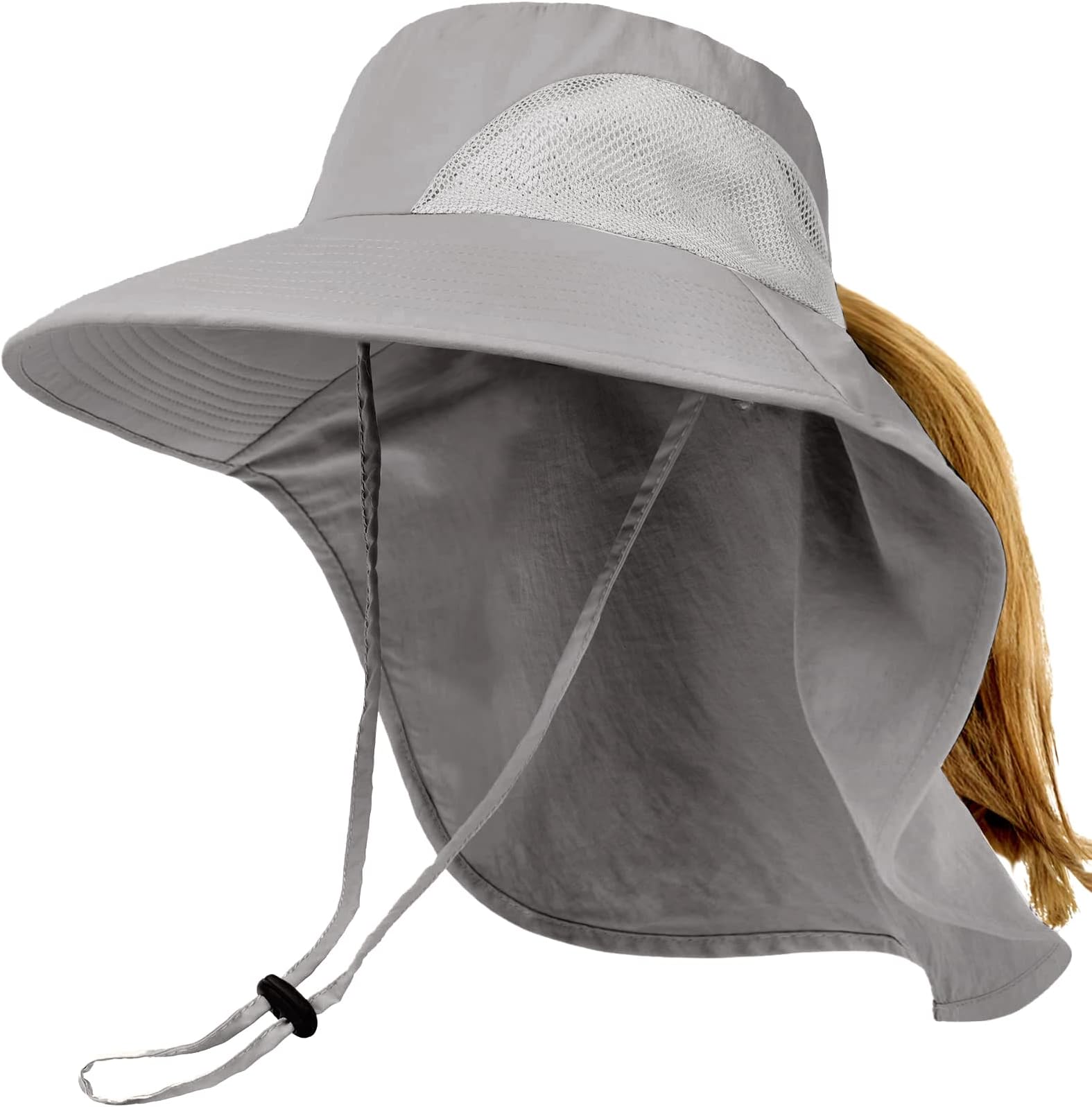 Camptrace Fishing and Hiking Hat Wide Brim Gardening UPF 50+ Sun Protection Hat with Neck Flap for Men and Women Waterproof Nylon Safari Hat Dark Gray