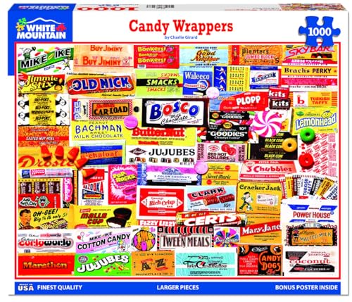 White Mountain Puzzles Candy Wrapper Collage 1000 Piece Jigsaw