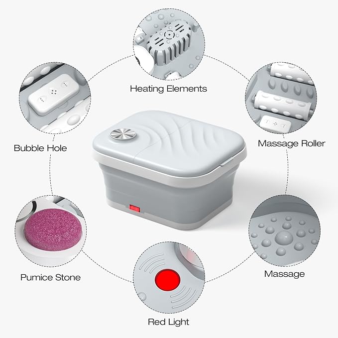 Spa de Pies Plegable con Calor, Burbujas y Rodillos Shiatsu miniatura 3