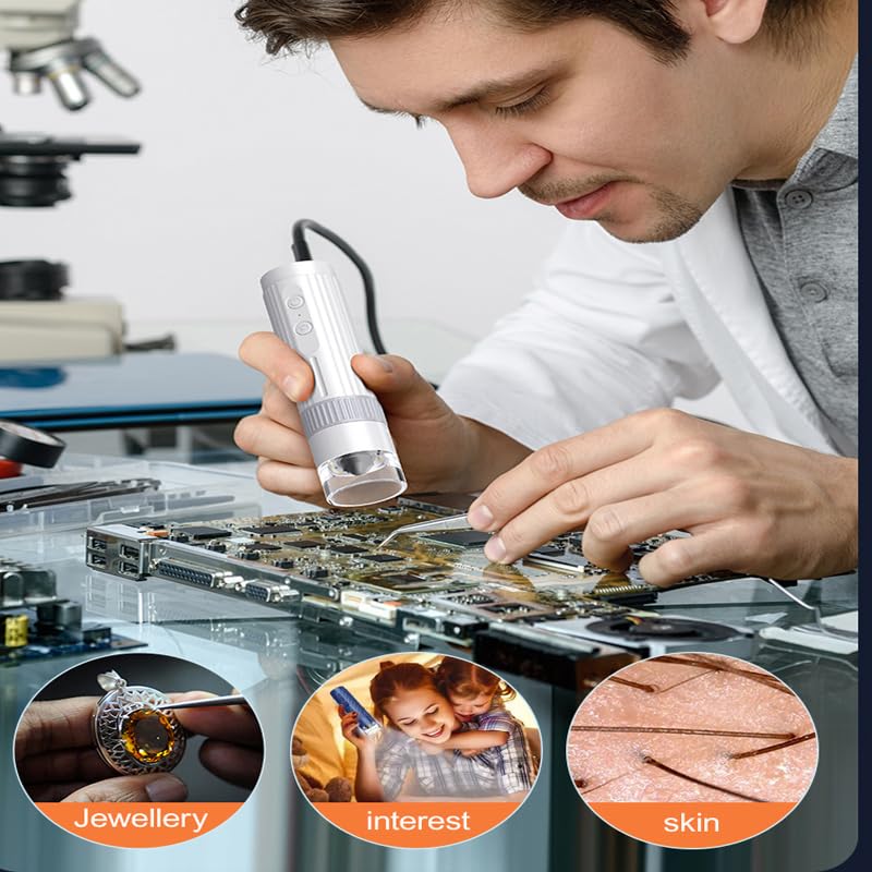 Image of Etzin USB Digital Microscope, 50X-1000X Magnifying Coin Micro-Scope,KMDES Portable Handheld Pocket Micros-cope,8 LED Lights Adjustable, HD Micro-Scope PC View, Microscope for Adult & Kids -EPL-991IM.