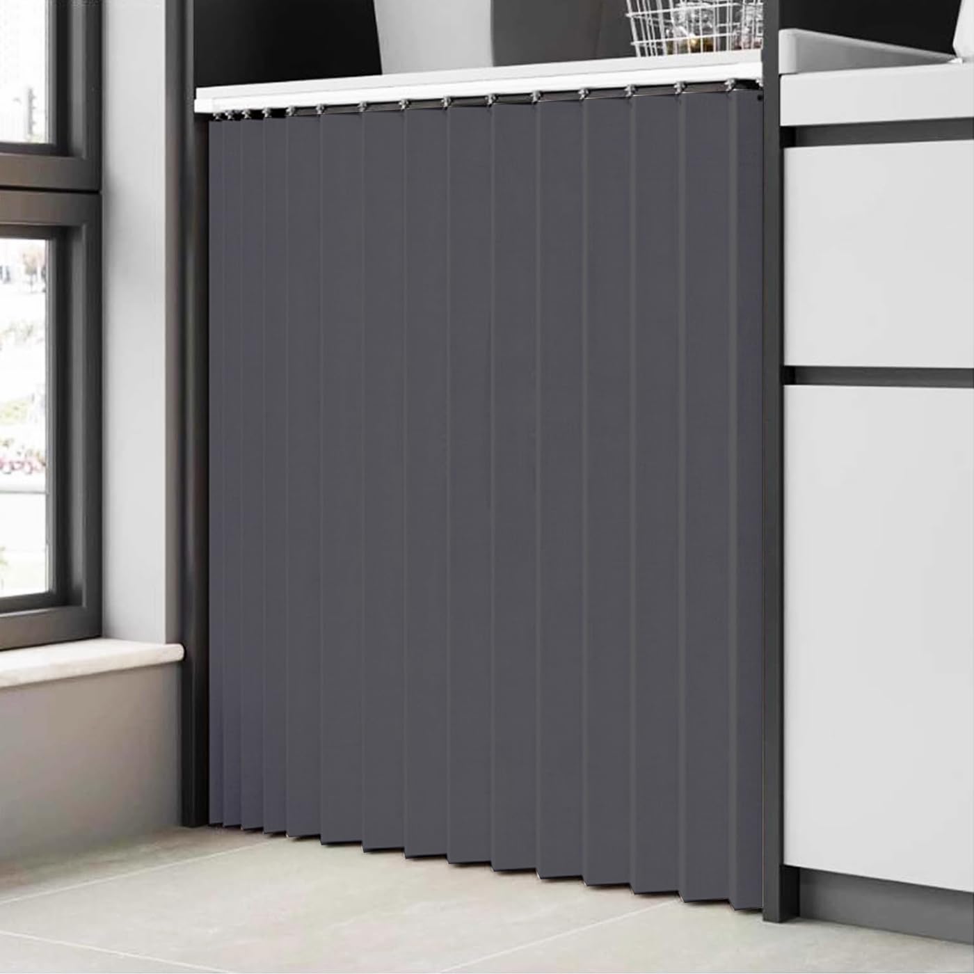 DSSHENGDS Customized multi-functional slide curtain, suitable for doorless cabinets, washing machines and wardrobes-Gray- W150cmxH220cm