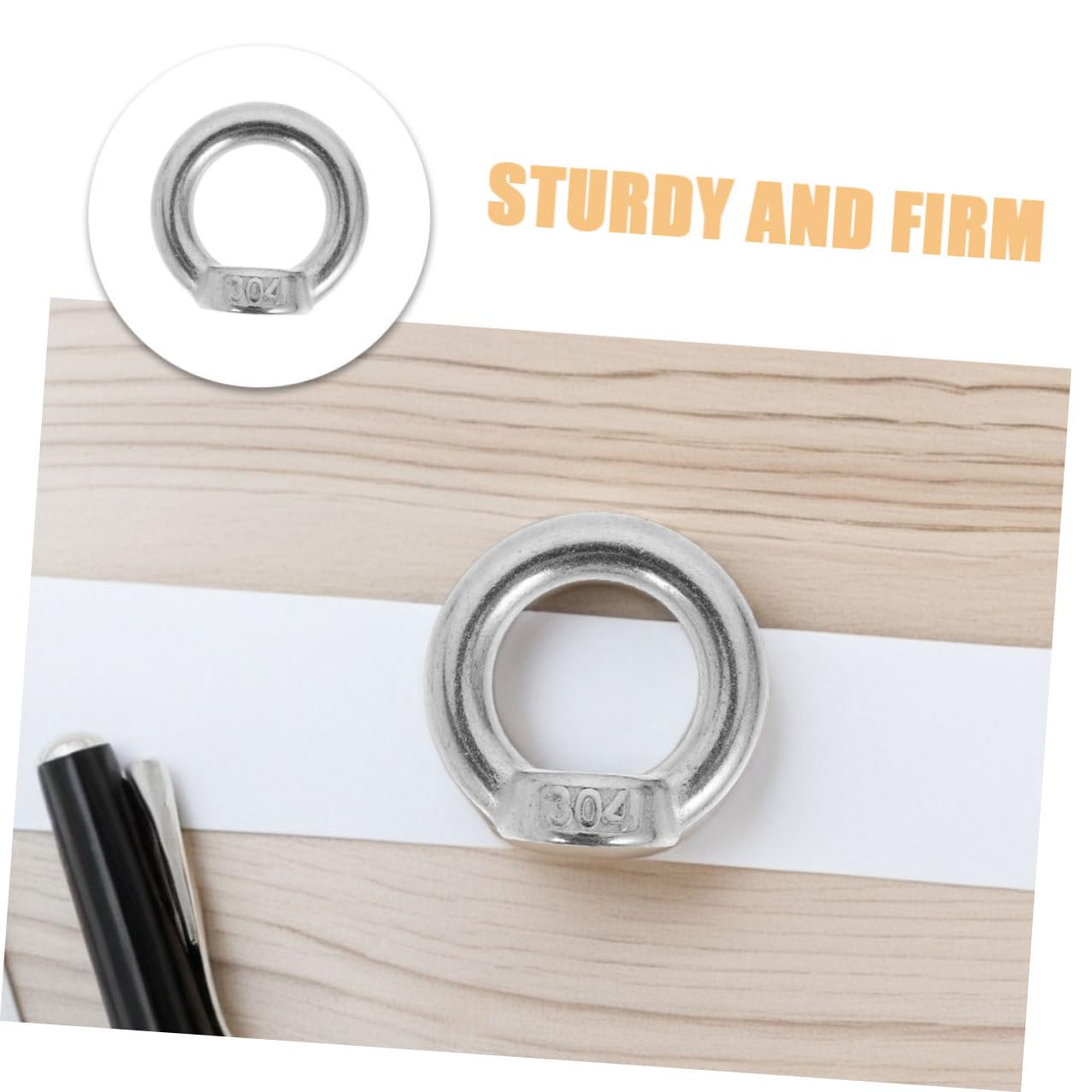 8pcs M8 Stainless Steel Eye Nuts Threaded Nut for Lifting Heavy Duty Marine Grade Ring-Shaped Fasteners for Hoisting and Rigging Applications