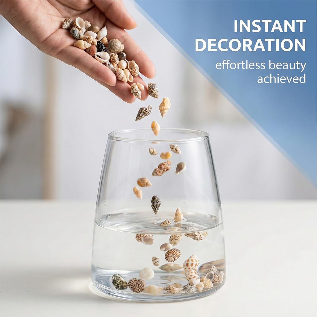 Mini Coquillages Naturels Mélangés, Lot d'environ 200 Pièces Non Percées pour Décoration Maison, Aquarium, Remplissage Vase & Bricolage DIY