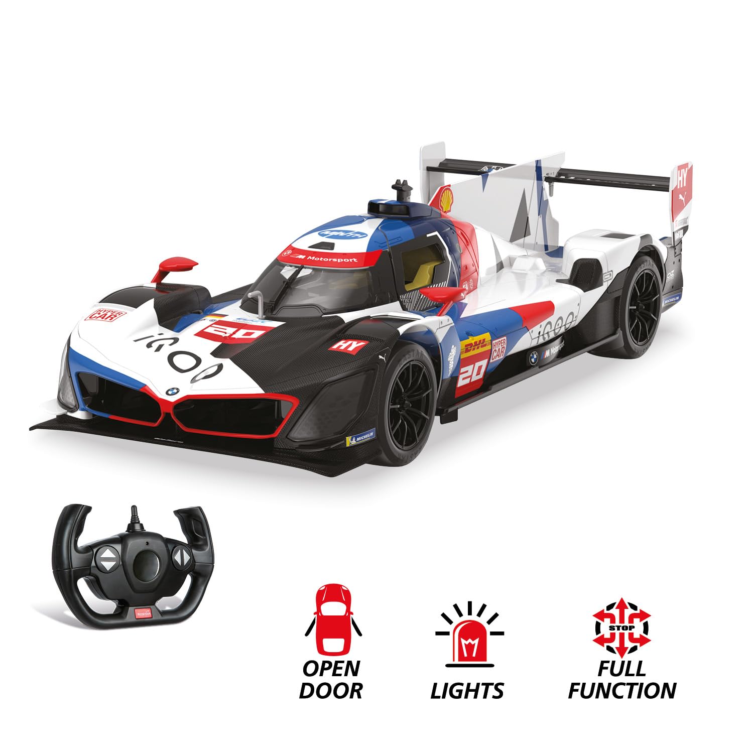 Mondo Motors BMW V8 Le Mans, Modelo en Escala 1:14, hasta 10 Km/h de Velocidad, Coche de Juguete 63837
