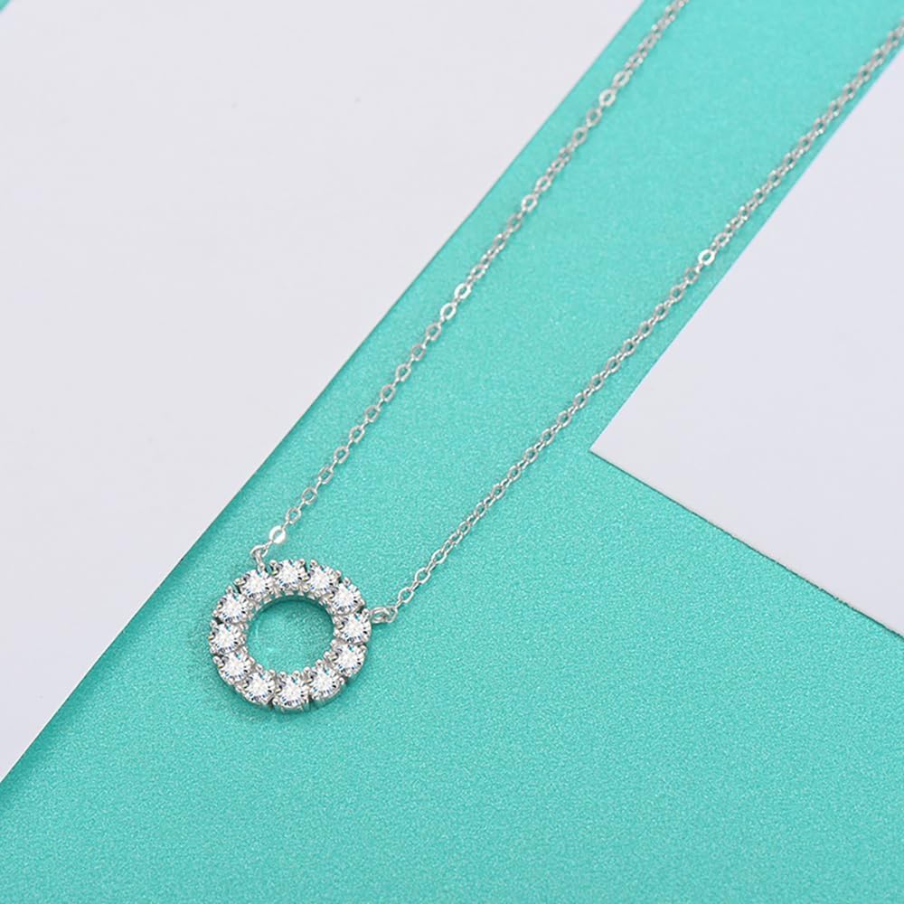 14K Gold 1.2ct VVS2 Round Cut Diamond Necklace for Women with Hollow Lock Design, Stunning Present for Your Girlfriend - Image 4